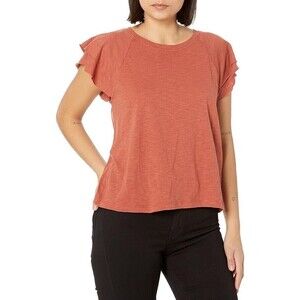 PAIGE Women Linnea Top Double Flutter Drapey Raw Edge on Sleeve in Muted Clay S